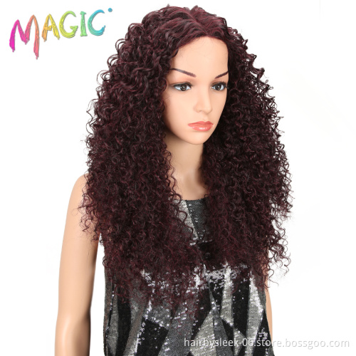MAGIC 26"Inch Black Kinky Wave Hair Synthetic Lace Front Wig Heat Resistant Kinky Curly Hair Lace Front Wigs For Black Women